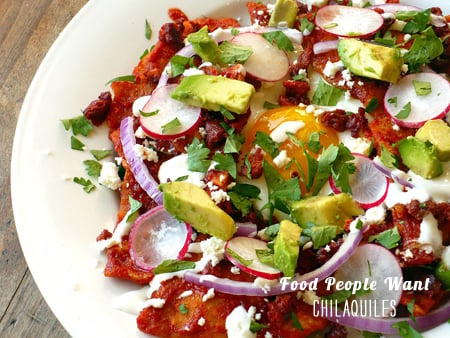 FoodieCrush Food People Want Red Chile & Chorizo Chilaquiles