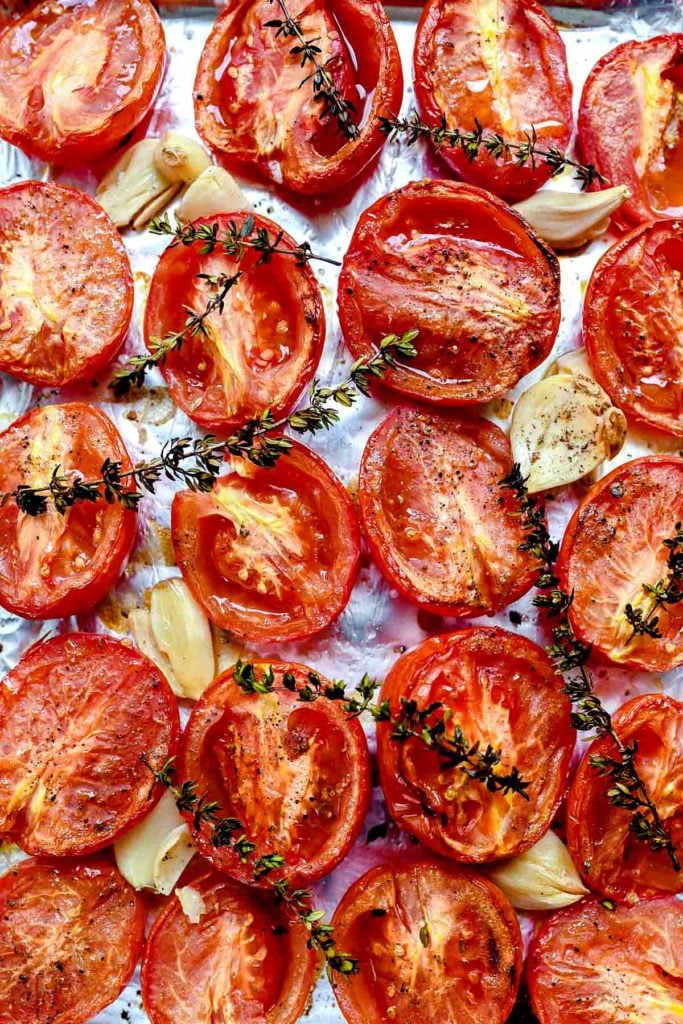 Roasted Tomatoes in the Oven | foodiecrush.com #oven #cherry #tomatoes #roasted #recipe #quick