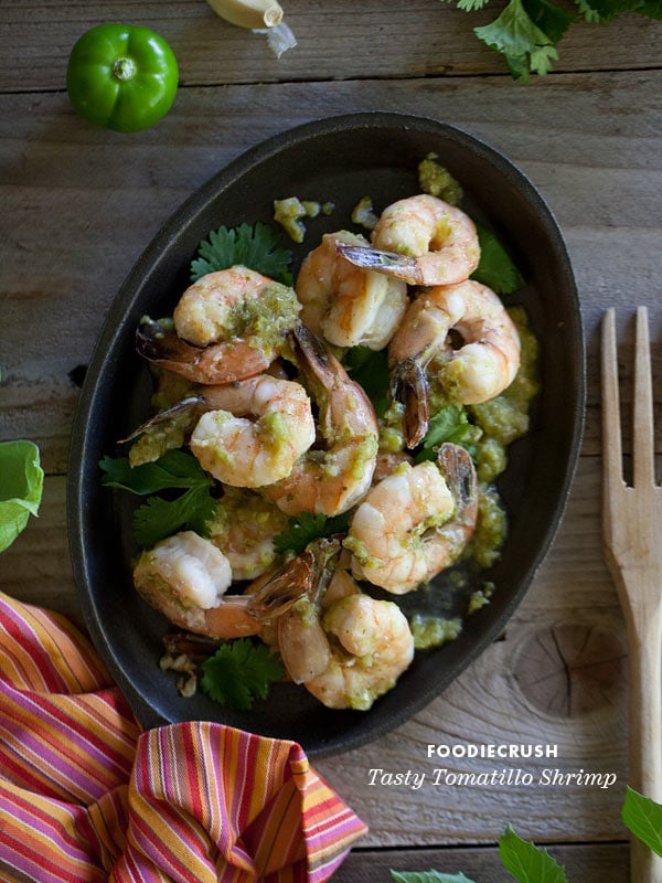 Tomatillo Shrimp Recipe from FoodieCrush