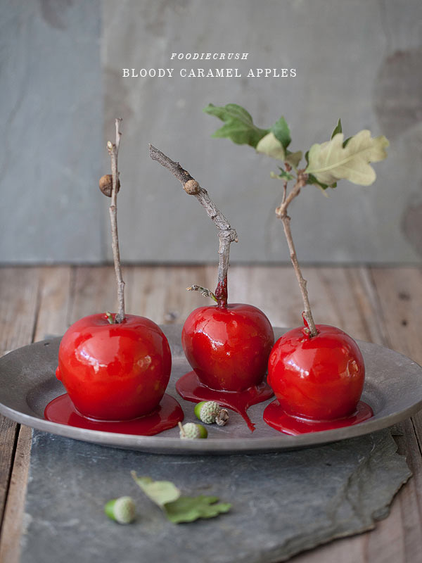 Bloody Caramel Apples from FoodieCrush.com