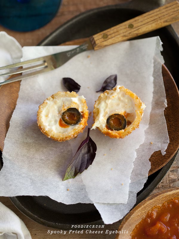 Fried Cheese Eyeballs from FoodieCrush.com