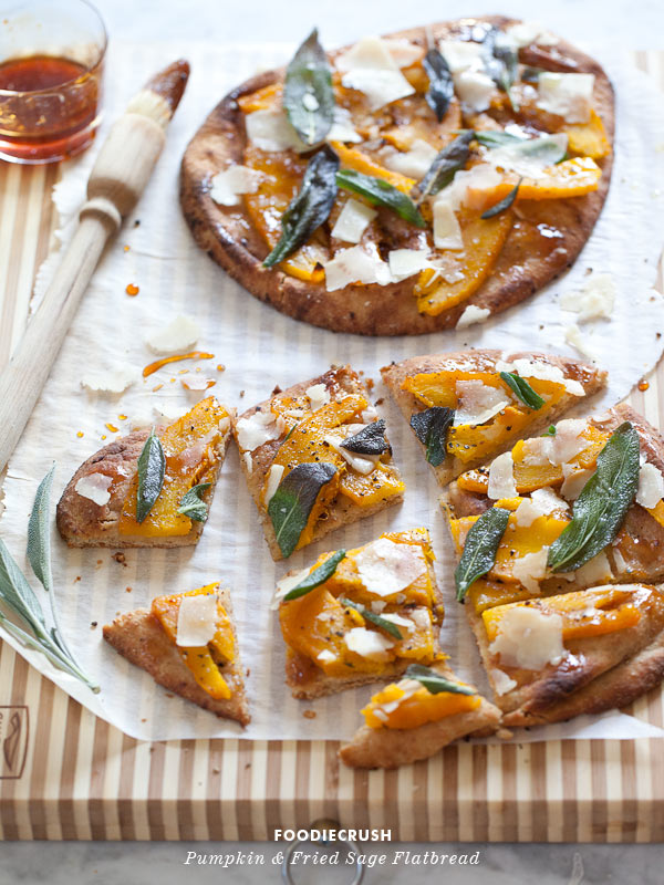 Pumpkin and Fried Sage Flatbread from FoodieCrush