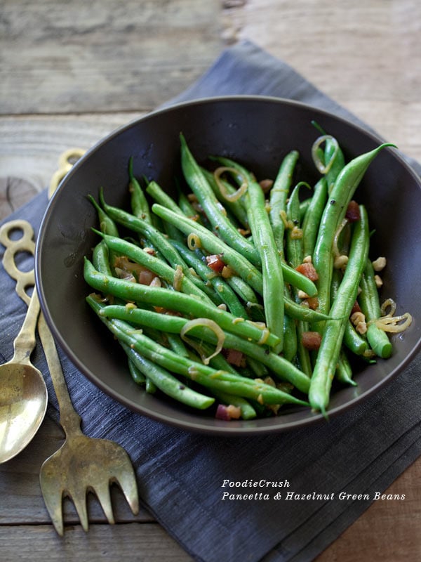 Pancetta and Hazelnut Green Beans from foodiecrush.com
