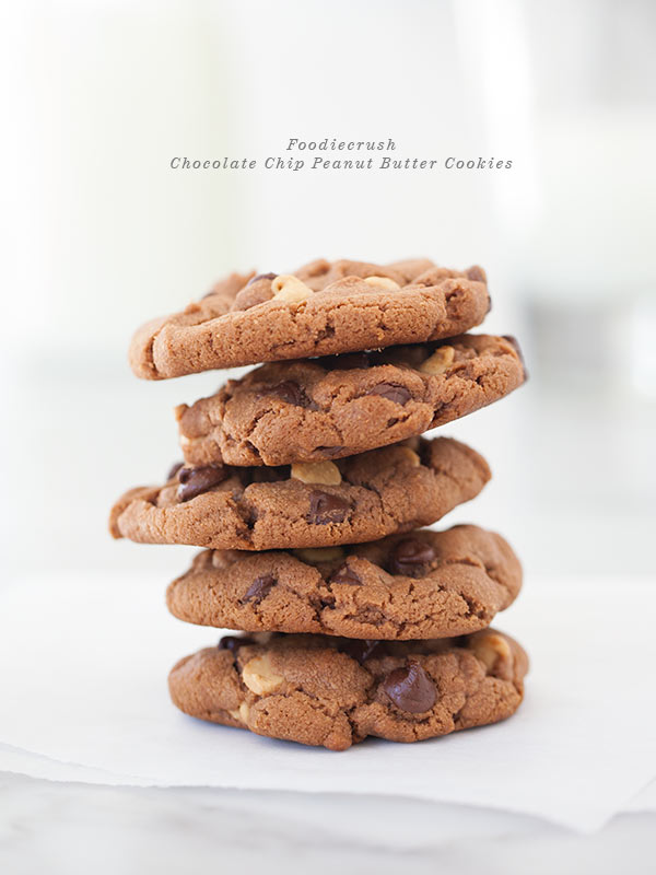 Chocolate Chip Peanut Butter Cookies from foodiecrush.com