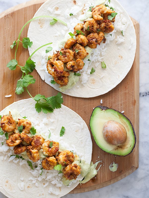 Chipotle Shrimp Burritos from foodiecrush.com