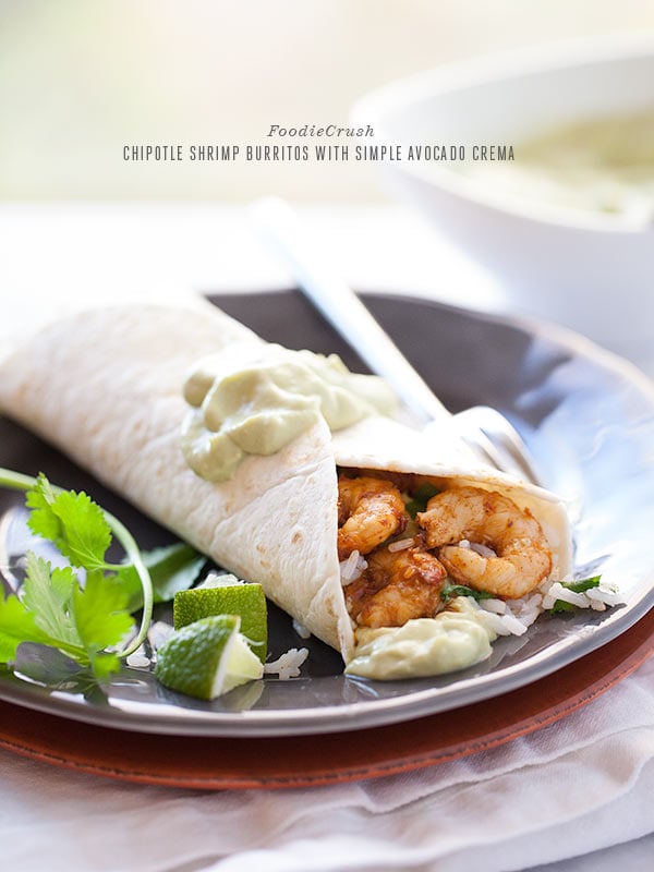 Chipotle Shrimp Burritos from foodiecrush.com