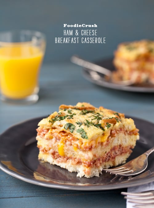 Ham and Cheese Breakfast Casserole || foodiecrush.com