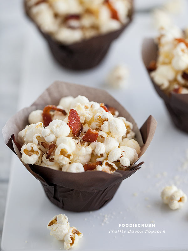 Truffle Bacon Popcorn || FoodieCrush #recipe