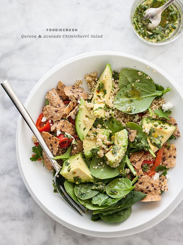 Quinoa and Avocado Chimichurri Salad | FoodieCrush.com