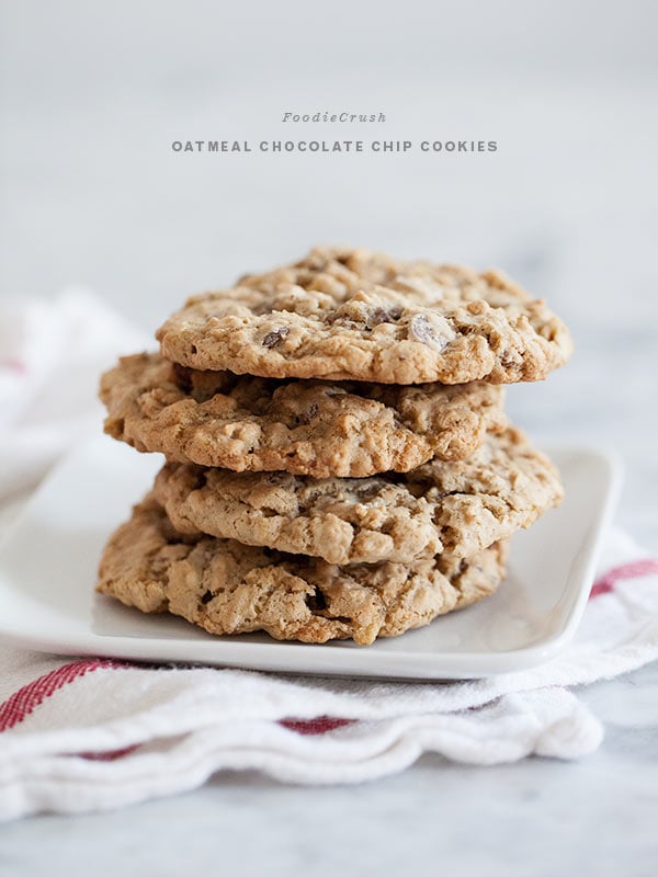 Oatmeal Chocolate Chip Cookies | foodiecrush.com