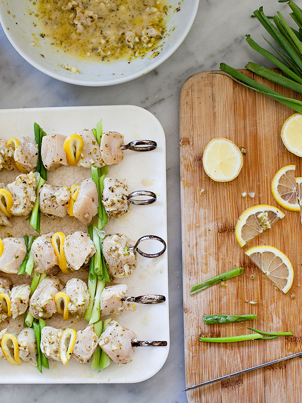 Grilled Lemon Chicken Skewers | foodiecrush.com