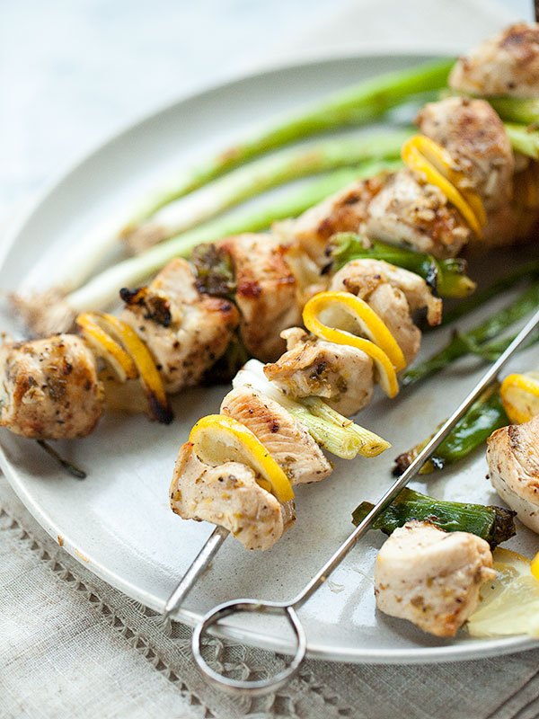 Grilled Lemon Chicken Skewers | foodiecrush.com