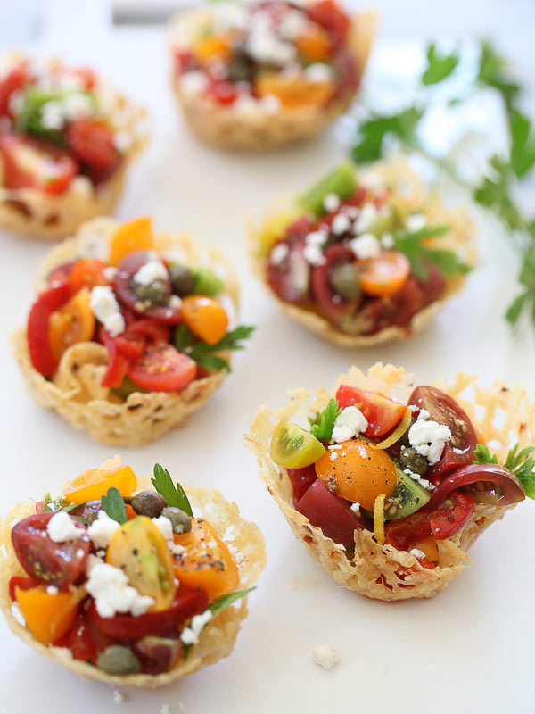 Heirloom Tomato Frico Cups from foodiecrush.com on foodiecrush.com