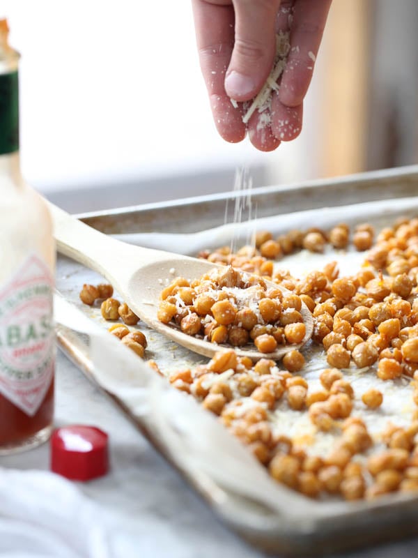 Spicy Tabasco Roasted Chickpeas | FoodieCrush.com