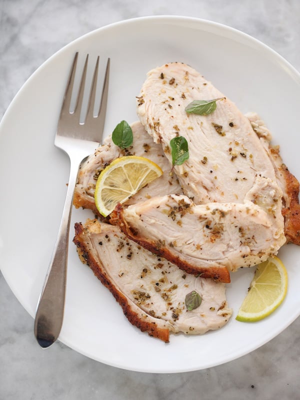 Roasted Turkey Breast with Lemon and Oregano is the perfect dish to serve for a crowd because it's all done ahead of time
