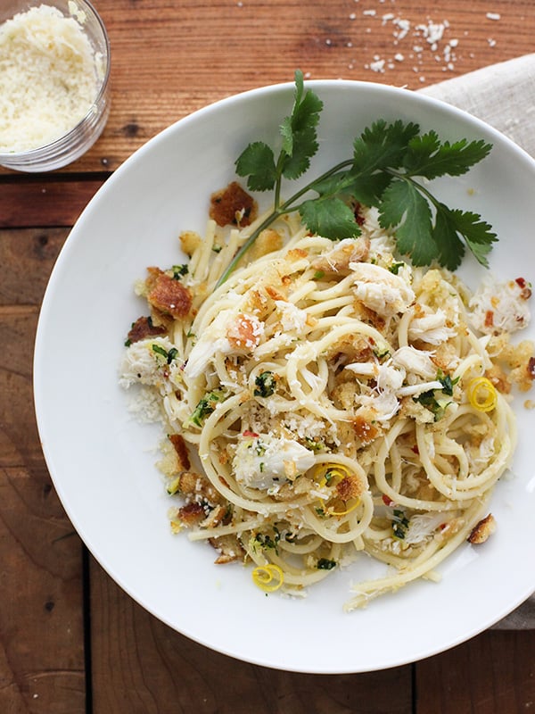 Crab Spaghetti with Lemon Gremolata foodiecrush.com