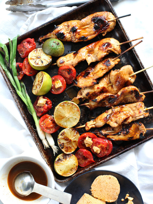 Lime and Chile Butter Chicken Skewers #recipe on foodiecrush.com