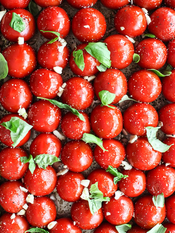 Simple Roasted Tomatoes #recipe on foodiecrush.com