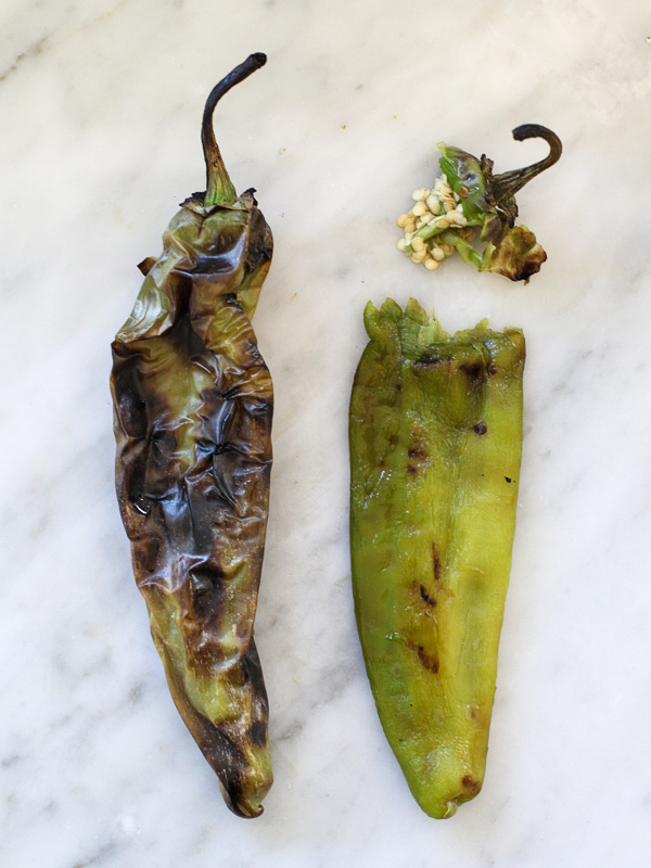 roasted chile peppers meant for chili verde