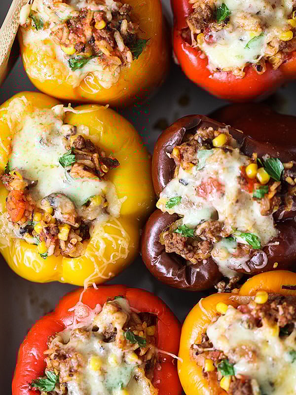 Ground Beef Stuffed Bell Peppers Recipe with cheese
