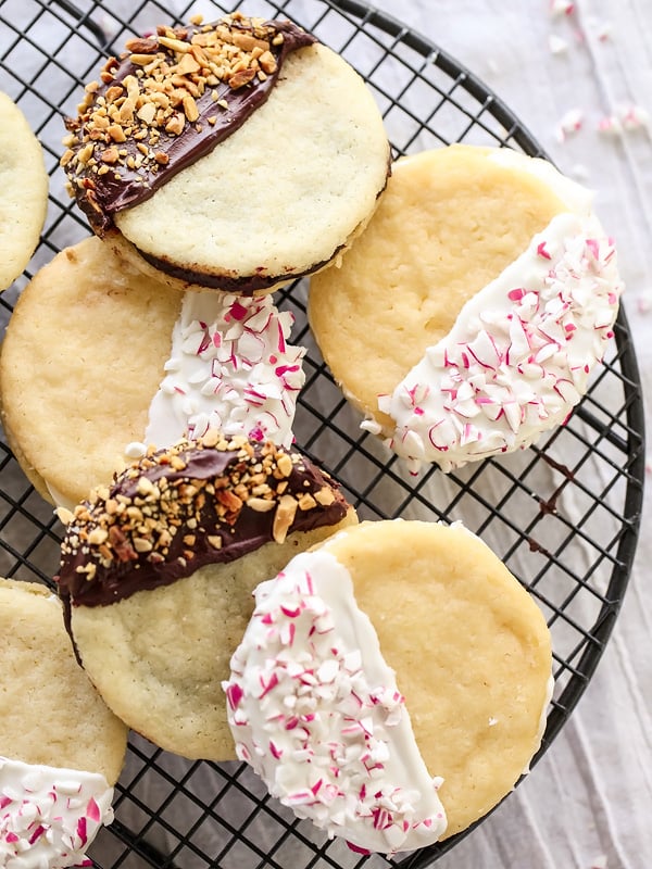 Chocolate Dipped Almond Cookies | foodiecrush.com #filling #recipes #christmas