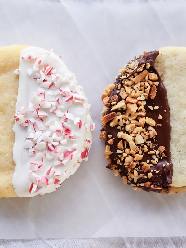 Chocolate Dipped Almond Cookies | foodiecrush.com #filling #recipes #christmas