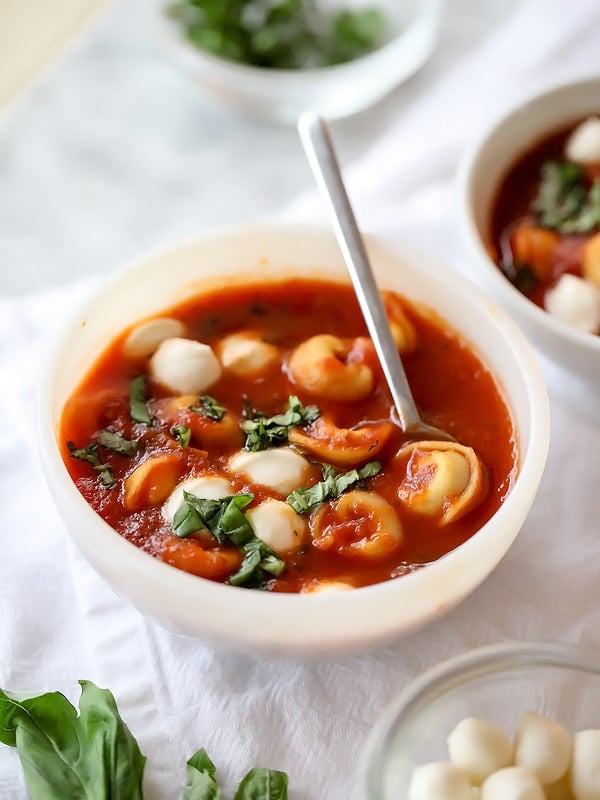 Tomato Basil Tortellini Soup | foodiecrush.com #easy #roasted #recipe