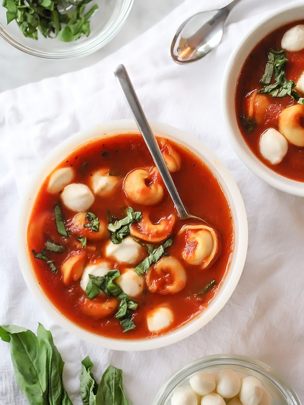 Tomato Basil Tortellini Soup | foodiecrush.com #easy #roasted #recipe