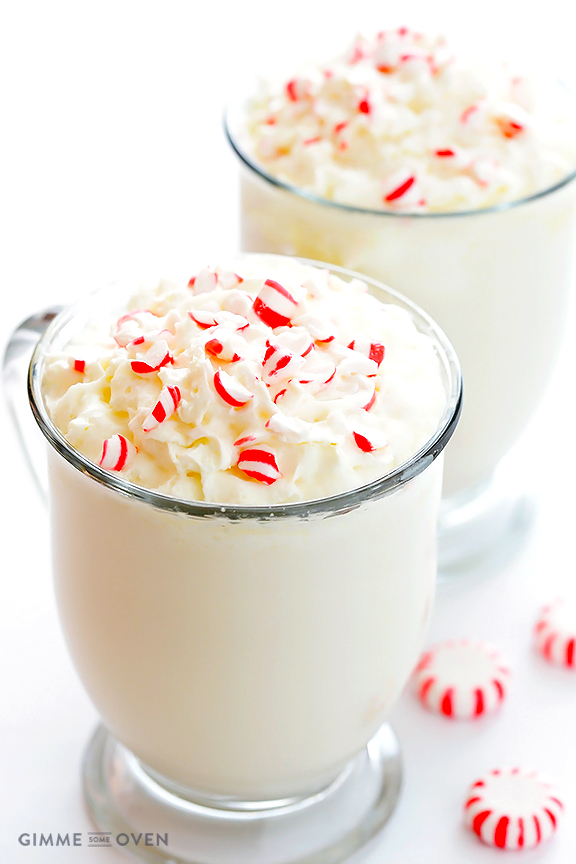 Peppermint White Hot Chocolate gimmesomeoven.com 