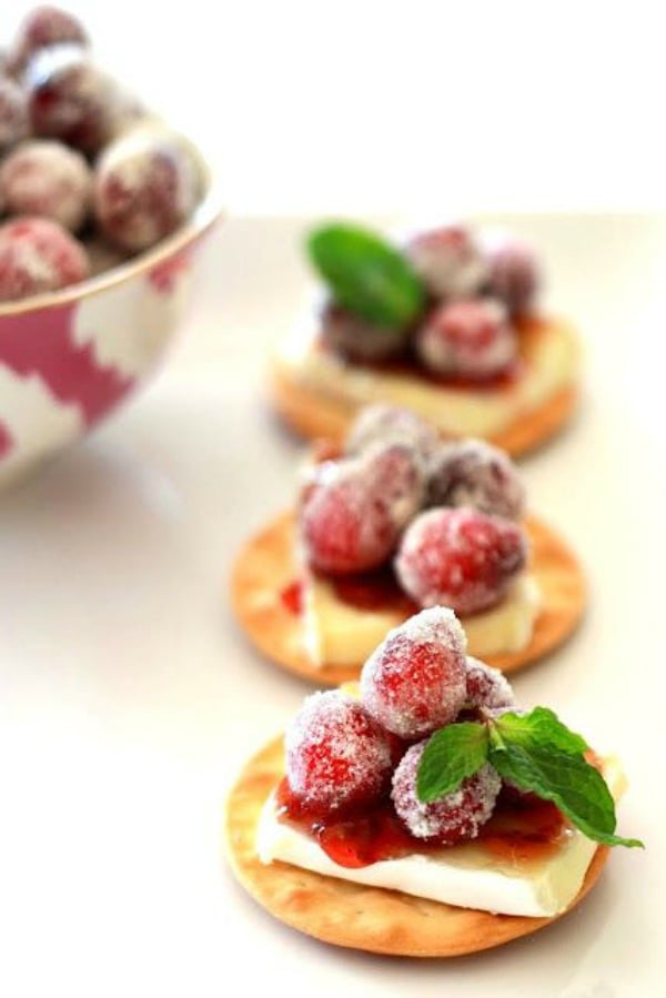 Sparkling Cranberry Brie Bites from yummymummykitchen.com on foodiecrush.com