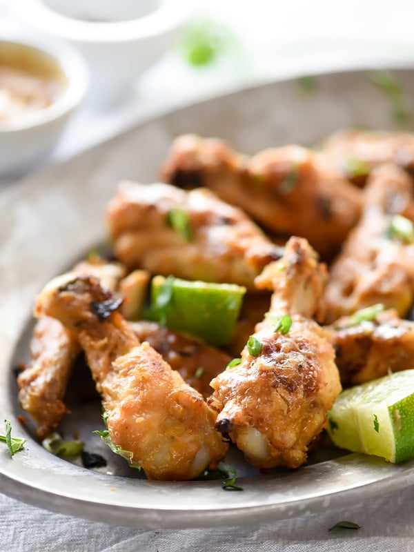Baked Chicken Wings with Peanut Sauce | foodiecrush.com