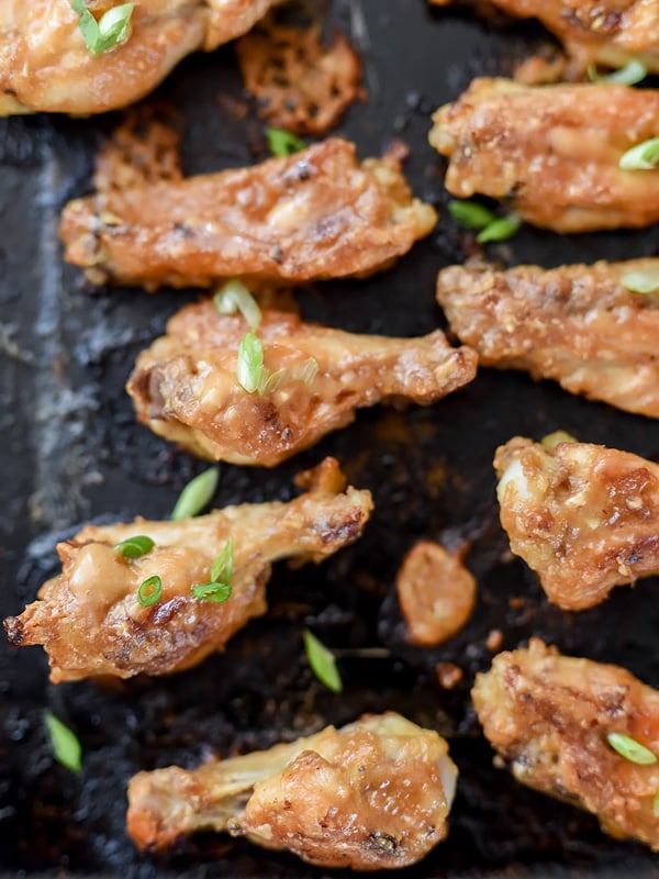 Baked Chicken Wings with Peanut Sauce | foodiecrush.com