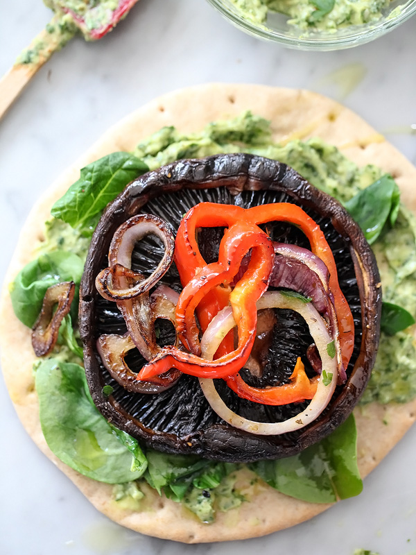 Portobello Mushroom Burger with Avocado Chimichurri | foodiecrush.com #bun #grilled #recipe 