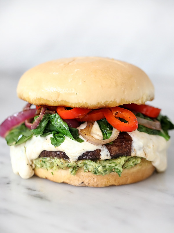Portobello Mushroom Burger with Avocado Chimichurri | foodiecrush.com 