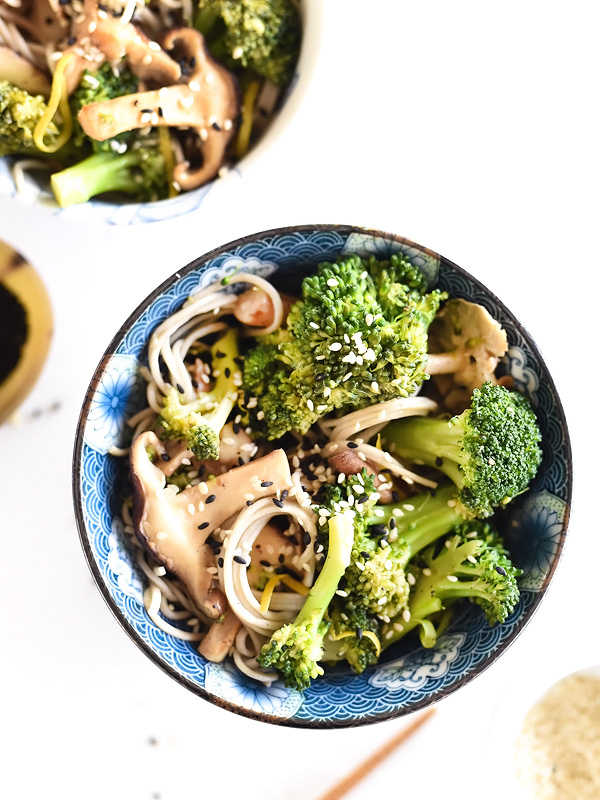 Broccoli and Shiitake Mushrooms with or Without Soba Noodles | foodiecrush.com #recipe #healthy #stirfry