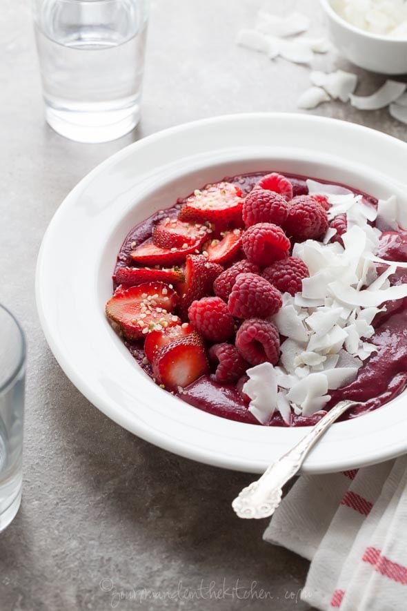 Berry Beet Acai Breakfast Bowl gourmandeinthekitchen.com | foodiecrush.com 