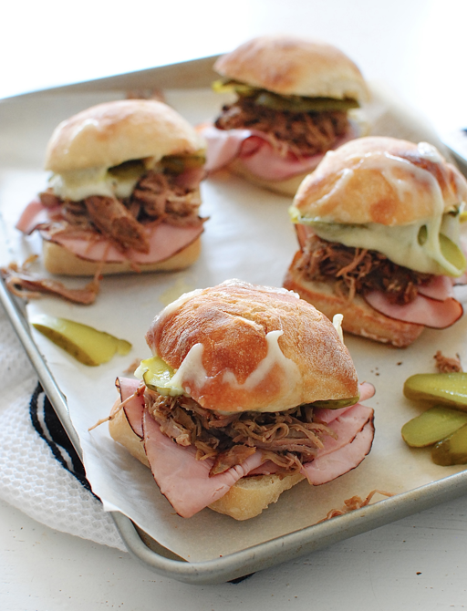 Slow Cooker Cuban Sliders from bevcooks.com  on foodiecrush.com 
