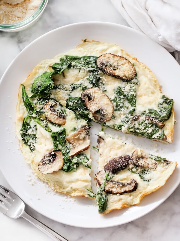 Spinach and Mushroom Egg White Firttata | foodiecrush.com #healthy #recipes #lowcarb