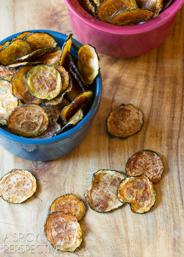 Baked Zucchini Chips from aspicyperspective.com | foodiecrush.com 