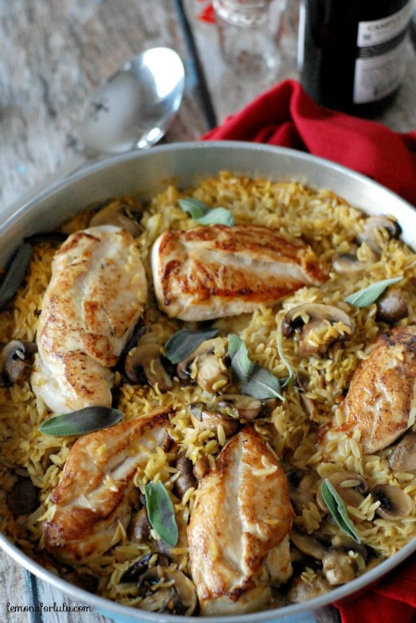 Baked Chicken and Orzo from lemonsforlulu.com on foodiecrush.com