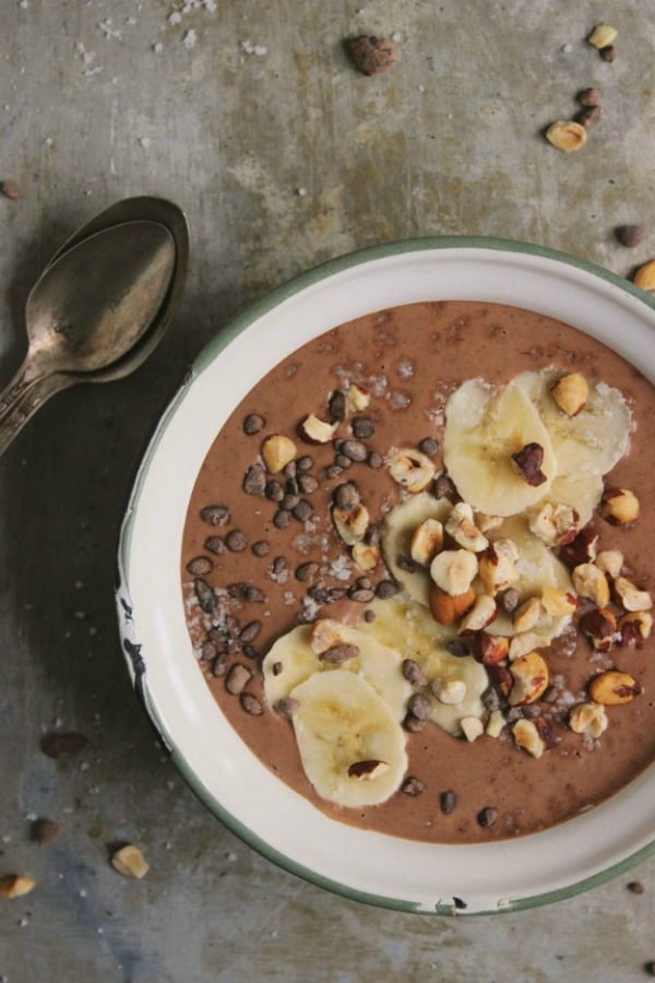 Chocolate Hazelnut Smoothie Bowl from withfoodandlove.com on foodiecrush.com