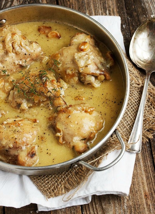 Rustic Chicken with Garlic Gravy from seasonsandsuppers.ca on foodiecrush.com