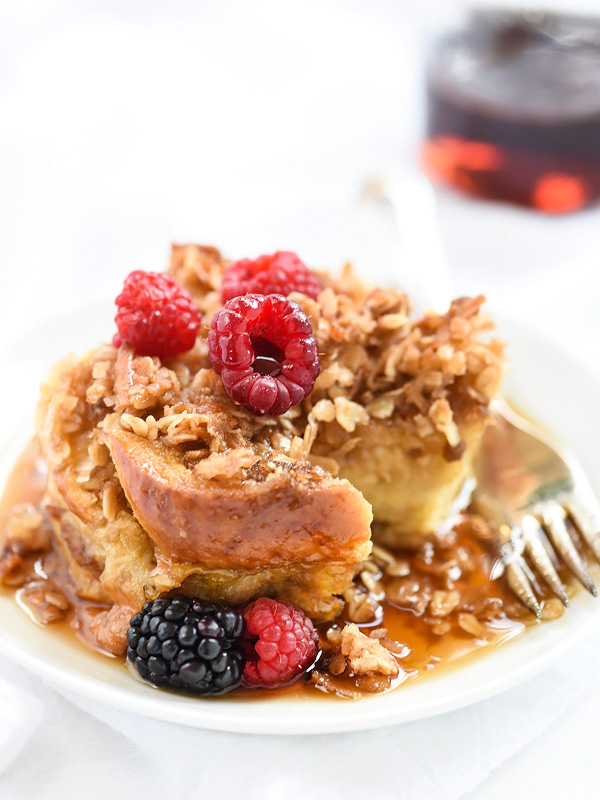 Coconut Baked French Toast With Oatmeal Crumble | foodiecrush.com #recipe #bake #easy #oven