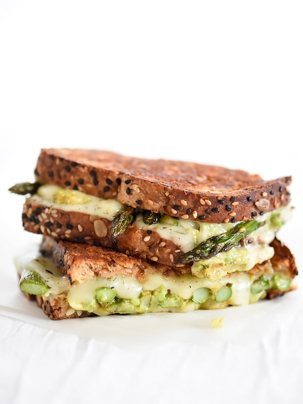 Spicy Smashed Avocado & Asparagus with Dill Havarti Grilled Cheese | foodiecrush.com 