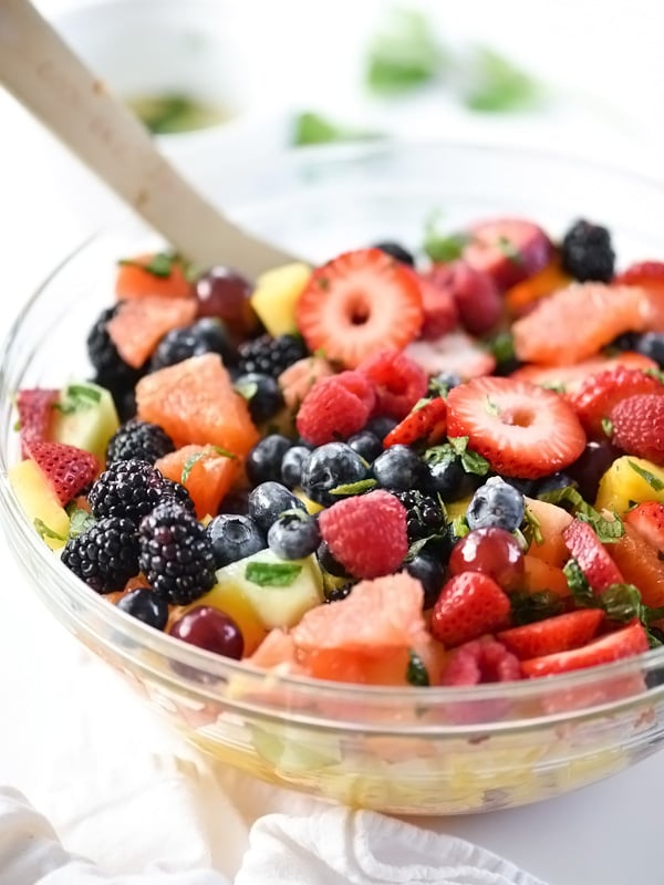 Berry Delicious Fruit Salad | foodiecrush.com #recipe #healthy #mint