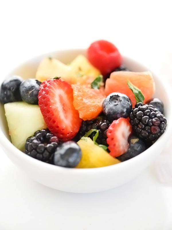 Berry Delicious Fruit Salad | foodiecrush.com #recipe #healthy #mint