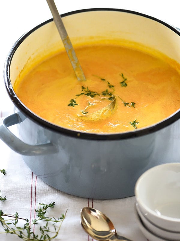 Ginger Carrot Soup made with Greek yogurt | foodiecrush.com 