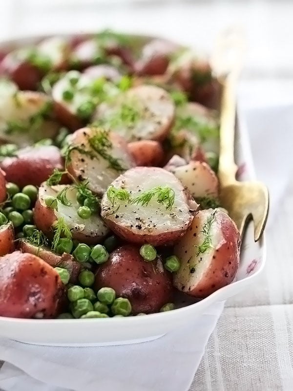 Dilled Red Potatoes and Peas | foodiecrush.com #red #boiled #recipe