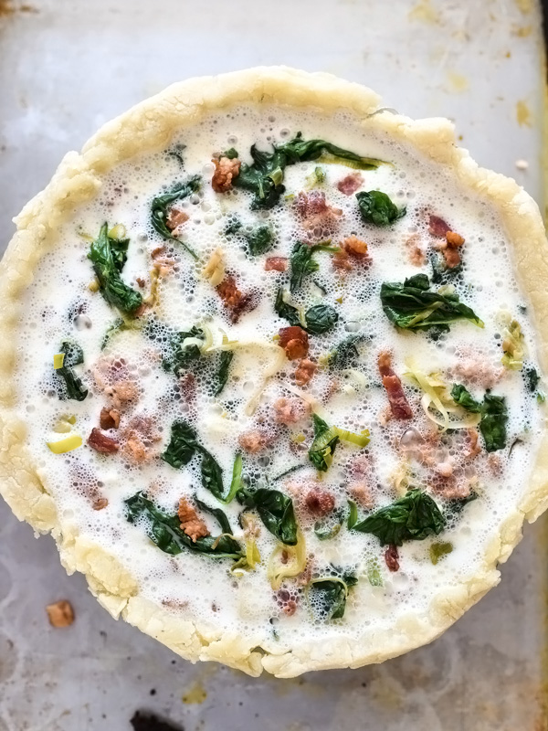 Spinach, Leek and Bacon Quiche | foodiecrush.com