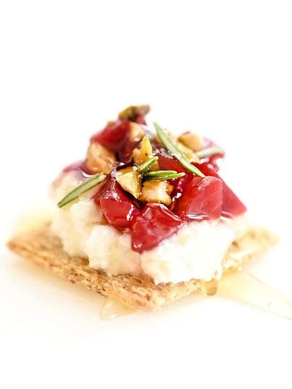 Pickled Beet and Ricotta Cheese with Honey Triscuit | foodiecrush.com 